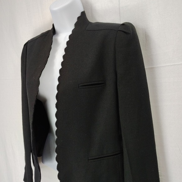 Sasson Jeans Jackets & Blazers - Vtg Sasson Paris Women's Blazer 4/5 Collarless Blazer Jacket Scalloped Hem